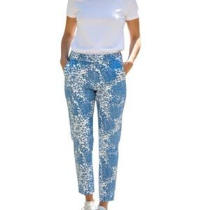 Boden light blue and white dandelion floral print crop pants size 4
